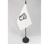 AZ FLAG - Drapeau De Table USA Airborne blanc avec aigle - 15x10 cm - Mini Drapeau De L'Armée Américaine De Bureau 100% Polyester Avec Hampe De 25cm Et Socle En Plastique Noir