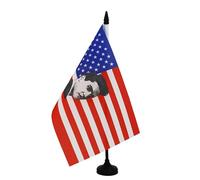 AZ FLAG - Drapeau De Table USA Elvis Presley 21x14 cm - Petit Drapeau Américain Avec Elvis De Bureau 100% Polyester Avec Hampe De 25cm Et Socle En Plastique Noir