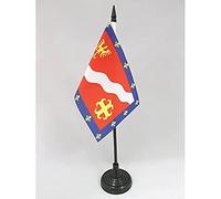 AZ FLAG - Drapeau De Table Val d'Oise - 15x10 cm - Mini Drapeau Du Département Val-D'Oisien De Bureau 100% Polyester Avec Hampe De 25cm Et Socle En Plastique Noir