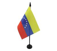 AZ FLAG - Drapeau De Table Vénézuela - 15x10 cm - Mini Drapeau Vénézuelien De Bureau 100% Polyester Avec Hampe De 25cm Et Socle En Plastique Noir