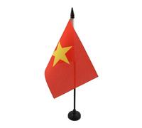 AZ FLAG - Drapeau De Table Vietnam - 15x10 cm - Mini Drapeau Vietnamien De Bureau 100% Polyester Avec Hampe De 25cm Et Socle En Plastique Noir