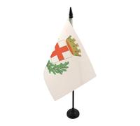 AZ FLAG - Drapeau De Table Ville de Milan avec armes 21x14 cm - Petit Drapeau Milanais De Bureau 100% Polyester Avec Hampe De 25cm Et Socle En Plastique Noir
