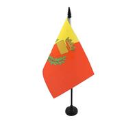 AZ FLAG - Drapeau De Table Ville de Naples avec armes 21x14 cm - Petit Drapeau Napolitain De Bureau 100% Polyester Avec Hampe De 25cm Et Socle En Plastique Noir