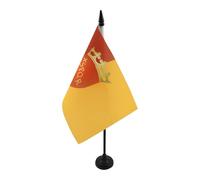 AZ FLAG - Drapeau De Table Ville de Rome avec armes 21x14 cm - Petit Drapeau Di Roma De Bureau 100% Polyester Avec Hampe De 25cm Et Socle En Plastique Noir