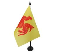 AZ FLAG - Drapeau De Table Wallonie 21x14 cm - Petit Drapeau Wallon De Bureau 100% Polyester Avec Hampe De 25cm Et Socle En Plastique Noir