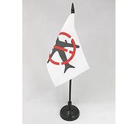 AZ FLAG - Drapeau De Table ZAD Non à l'aéroport - 15x10 cm - Mini Drapeau Zone À Défendre De Bureau 100% Polyester Avec Hampe De 25cm Et Socle En Plastique Noir