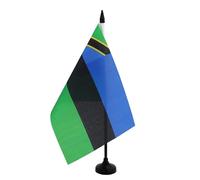 AZ FLAG Drapeau de Table Zanzibar 21x14 cm Polyester 100D Socle Plastique | Usage intérieur Drapeau de bureau du Gouvernement révolutionnaire de Zanzibar finition cousue et bords renforcés