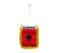 AZ FLAG Drapeau de Voiture Albanie 15x10 cm Polyester 100D Ventouse | Usage extérieur Drapeau pour voiture albanais Shqipëri finition cousue résistante à l’extérieur