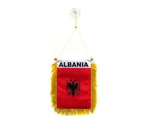 AZ FLAG Drapeau de Voiture Albanie 15x10 cm Polyester 100D Ventouse | Usage extérieur Drapeau pour voiture albanais Shqipëri finition cousue résistante à l’extérieur