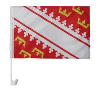 AZ FLAG Drapeau de Voiture Alsace 45x30 cm Alsacien Maille Bloquée Ventouse | Usage extérieur Drapeau pour voiture finition cousue résistante à l’extérieur avec mât en plastique polyester maille