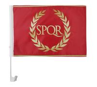 AZ FLAG Drapeau de Voiture Empire Romain 45x30 cm Maille Bloquée Ventouse | Usage extérieur Drapeau pour voiture des romains finition cousue résistante à l’extérieur avec mât en plastique