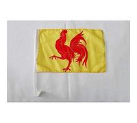 AZ FLAG Drapeau de Voiture Wallonie 45x30 cm Wallon Maille Bloquée Ventouse | Usage extérieur Drapeau pour voiture finition cousue résistante à l’extérieur avec mât en plastique polyester maille