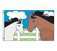 AZ FLAG - Drapeau Deux chevaux - 150x90 cm - Drapeau Avec Cheval 100% Polyester Avec Oeillets Métalliques Intégrés - Pavillon 110 g