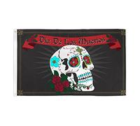 AZ FLAG - Drapeau Dia de los muertos - 90x60 cm - Drapeau Pirate Journée Des Morts 100% Polyester Avec Oeillets Métalliques Intégrés - Pavillon 50 g