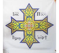 AZ FLAG - Drapeau Eglise copte orthodoxe - 90x90 cm - Drapeau des Coptes 100% Polyester avec Fourreau et Cordelette - Pavillon 80 g