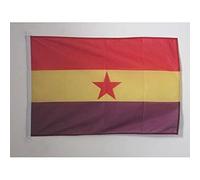 AZ FLAG - Drapeau Espagnol Républicain Etoile rouge Spécial Extérieur - 90x60 cm - Pavillon Nautique Espagne Républicaine En Maille Bloquée Avec Anneaux Plastiques Intégrés - 80g