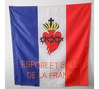 AZ FLAG - Drapeau Espoir et Salut de la France - 90x90 cm - Drapeau Catholique Français 100% Polyester Avec Fourreau et Cordelette - Pavillon 80 g
