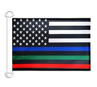 AZ FLAG - Drapeau Etats-Unis Thin Blue Red Green Line - 45x30 cm - Pavillon Nautique Usa Ligne Bleu Rouge Vert Spécial Bateau Et Extérieur En Maille Bloquée Avec Anneaux Plastiques Intégrés - 30g