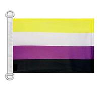 AZ FLAG - Drapeau Fierté non-binaire - 45x30 cm - Pavillon Nautique Lgbt - Genderqueer Spécial Bateau Et Extérieur En Maille Bloquée Avec Anneaux Plastiques Intégrés - 30g