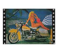 AZ FLAG - Drapeau Fille avec moto - 150x90 cm - Drapeau Biker 100% Polyester Avec Oeillets Métalliques Intégrés - Pavillon 110 g