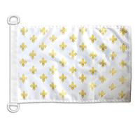 AZ FLAG - Drapeau Fleur de Lys Blanc et Or - 45x30 cm - Pavillon Nautique Royal Français Spécial Bateau Et Extérieur En Maille Bloquée Avec Anneaux Plastiques Intégrés - 30g