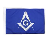 AZ FLAG - Drapeau Franc-maçonnerie bleu et blanc - 45x30 cm - Pavillon Franc-Maçon 100% Polyester Avec Deux Cordelettes - 20g