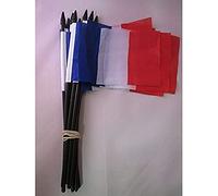 AZ FLAG Drapeau France 15x10cm avec HAMPE - Lot de 10 Drapeaux français 10 x 15 cm