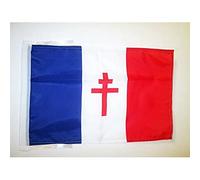 AZ FLAG Drapeau France Général de Gaulle 45x30 cm Cordelettes | Usage intérieur et extérieur Drapeau décoratif français Charles de Gaulle coutures doubles et bords renforcés polyester 100D
