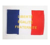 AZ FLAG - Drapeau France Liberté Egalité Fraternité - 45x30 cm - Pavillon Français - L.E.F. 100% Polyester avec Deux Cordelettes - 20g