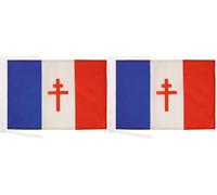 AZ FLAG - Drapeau France libre 1940-1944 - 45x30 cm - Pavillon Français De La Résistance 100% Polyester Avec Deux Cordelettes - 20g (Lot de 2)