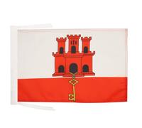 AZ FLAG - Drapeau Gibraltar - 45x30 cm - Pavillon Gibraltarien 100% Polyester Avec Deux Cordelettes - 20g