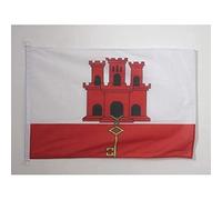 AZ FLAG - Drapeau Gibraltar - 45x30 cm - Pavillon Nautique Gibraltarien Spécial Bateau Et Extérieur En Maille Bloquée Avec Anneaux Plastiques Intégrés - 30g