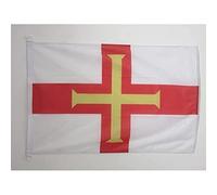 AZ FLAG - Drapeau Guernesey - 45x30 cm - Pavillon Nautique Anglais Spécial Bateau Et Extérieur En Maille Bloquée Avec Anneaux Plastiques Intégrés - 30g