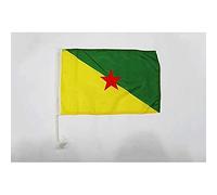 AZ FLAG - Drapeau Guyane française Pour Décoration Voiture Avec Attaches En PVC Et Système d'Accroche - Car Flag Guyanais - France - 100% Polyester - 50g - 45x30 cm