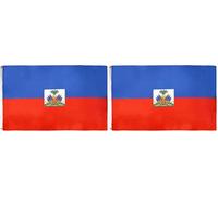 AZ FLAG - Drapeau Haïti - 150x90 cm - Polyester léger - Drapeau Haïtien Avec Oeillets Métalliques Intégrés - 80g (Lot de 2)