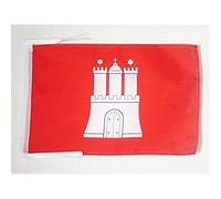 AZ FLAG - Drapeau Hambourg - 45x30 cm - Pavillon Hamburg - Land Allemagne 100% Polyester Avec Deux Cordelettes - 20g