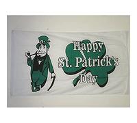 AZ FLAG - Drapeau Happy Saint Patrick's Day Blanc - 150x90 cm - Drapeau Irlandais - Irlande - St Paddy’S Day 100% Polyester Avec Oeillets Métalliques Intégrés - Pavillon 110 g