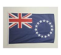 AZ FLAG - Drapeau Iles Cook Spécial Extérieur - 90x60 cm - Pavillon Nautique Des Iles Cook En Maille Bloquée Avec Anneaux Plastiques Intégrés - 80g