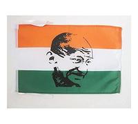 AZ FLAG - Drapeau Inde avec Ghandi - 45x30 cm - Pavillon Indien 100% Polyester Avec Deux Cordelettes - 20g