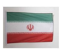 AZ FLAG - Drapeau Iran Spécial Extérieur - 90x60 cm - Pavillon Nautique Iranien En Maille Bloquée Avec Anneaux Plastiques Intégrés - 80g