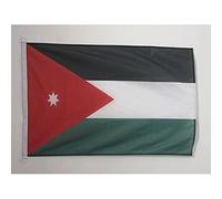 AZ FLAG - Drapeau Jordanie Spécial Extérieur - 90x60 cm - Pavillon Nautique Jordanien En Maille Bloquée Avec Anneaux Plastiques Intégrés - 80g