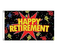 AZ FLAG Drapeau Joyeuse retraite 150x90 cm Polyester 100D 2 Œillets | Usage intérieur et extérieur Drapeau décoratif Happy Retirement coutures doubles et bords renforcés avec œillets métalliques
