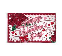 AZ FLAG - Drapeau Joyeuse Saint Valentin Roses - 150x90 cm - Drapeau Happy Valentine'S 100% Polyester Avec Oeillets Métalliques Intégrés - Pavillon 110 g