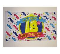 AZ FLAG - Drapeau Joyeux anniversaire 18 ans - 150x90 cm - Drapeau Happy Birthday 100% Polyester Avec Oeillets Métalliques Intégrés - Pavillon 110 g