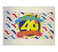 AZ FLAG - Drapeau Joyeux anniversaire 40 ans - 150x90 cm - Drapeau Happy Birthday 100% Polyester Avec Oeillets Métalliques Intégrés - Pavillon 110 g