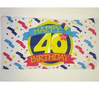 AZ FLAG - Drapeau Joyeux anniversaire 40 ans - 90x60 cm - Drapeau Happy Birthday 100% Polyester Avec Oeillets Métalliques Intégrés - Pavillon 50 g