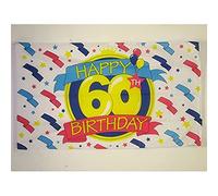 AZ FLAG - Drapeau Joyeux anniversaire 60 ans - 150x90 cm - Drapeau Happy Birthday 100% Polyester Avec Oeillets Métalliques Intégrés - Pavillon 110 g
