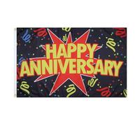 AZ FLAG - Drapeau Joyeux Anniversaire noir - 150x90 cm - Drapeau Happy Birthday 100% Polyester Avec Oeillets Métalliques Intégrés - Pavillon 110 g