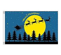 AZ FLAG - Drapeau Joyeux Noël avec lune - 150x90 cm - Drapeau Traineau Du Père Noël 100% Polyester Avec Oeillets Métalliques Intégrés - Pavillon 110 g