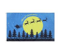 AZ FLAG - Drapeau Joyeux Noël avec lune - 90x60 cm - Drapeau Traineau Du Père Noël 100% Polyester Avec Oeillets Métalliques Intégrés - Pavillon 50 g